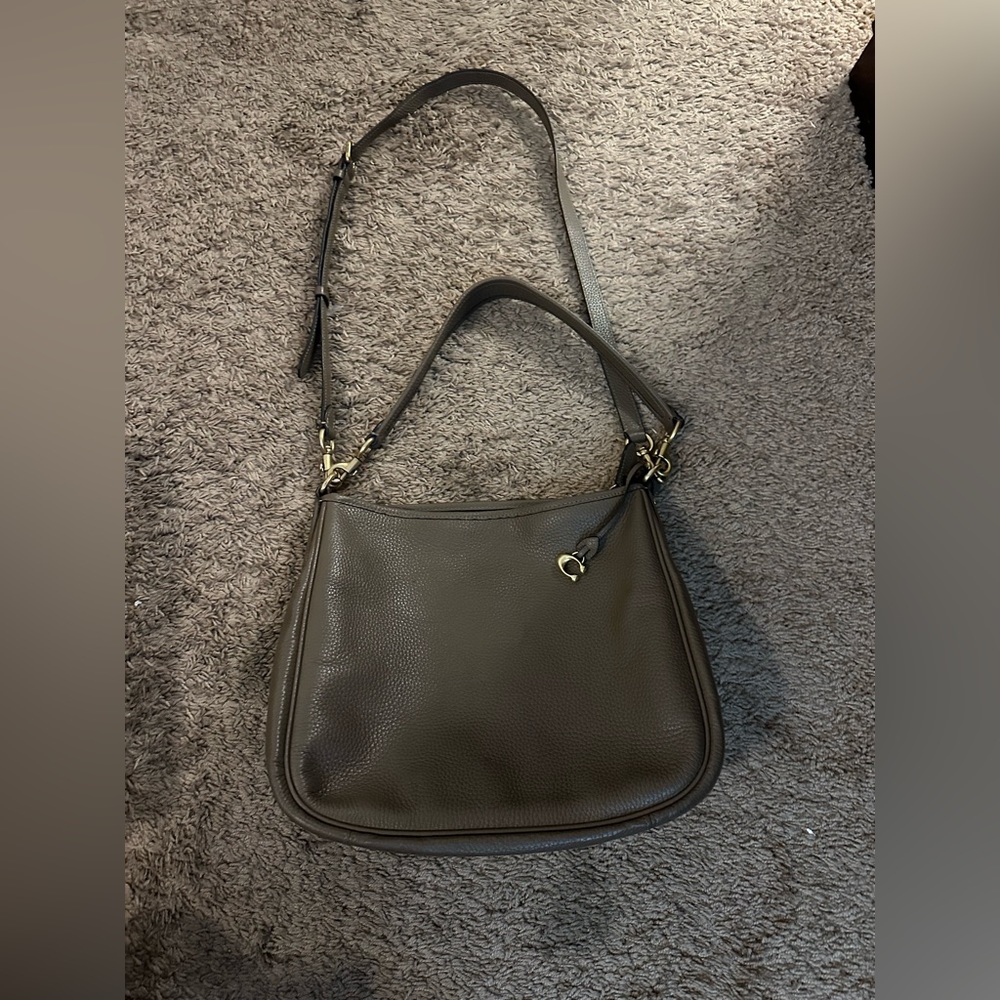 Coach Soft Pebble Leather Cary Shoulder Bag with Convertible Straps Stone Color